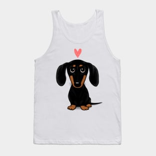 Black and Tan Dachshund with Heart Tank Top